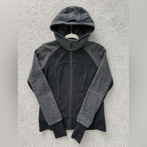 Lululemon Black and Gray Scuba Hoodie Sweatshirt Full Zip Size 8